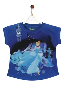 YK Disney Girls Blue Cinderella Print Top