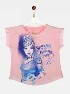 YK Disney Girls Pink Printed Top