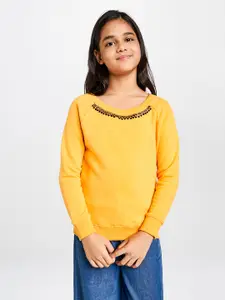 Global Desi Girls Solid Mustard T-shirt