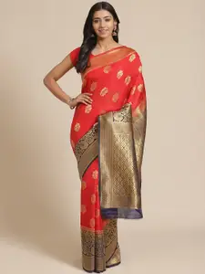 Mitera Red & Golden Woven Design Banarasi Saree