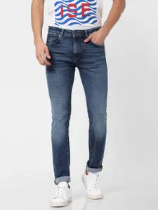 SELECTED Men Blue Leon Slim Fit Mid-Rise Clean Look Stretchable Jeans