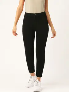 AND Women Black High-Rise Stretchable Cropped Jeans