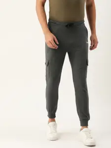 The Indian Garage Co Men Charcoal Grey Solid Straight Fit Joggers