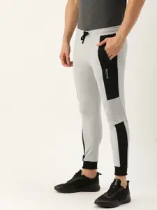 The Indian Garage Co Men Grey Melange Solid Straight Fit Joggers With Side Stripes