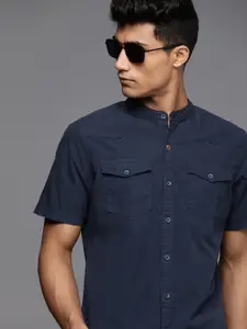 WROGN Men Navy Blue Slim Fit Casual Shirt