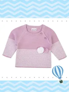 MeeMee Infant Girls Mauve & Pink Self-Design Pullover Sweater