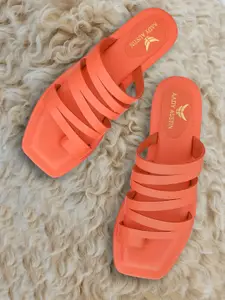 AADY AUSTIN Women Orange Solid One Toe Flats