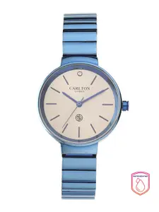 Carlton London Women Blue & Cream-Coloured Analogue Watch