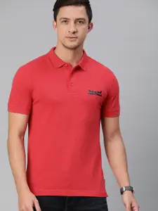 Levis Men Red Slim Fit Solid Polo Collar Sustainable T-shirt