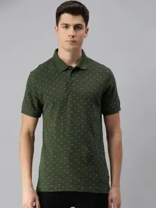 Levis Men Olive Green  Beige Printed Polo Collar Pure Cotton T-shirt