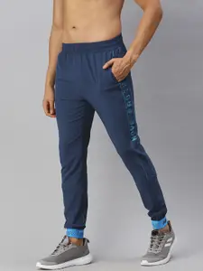 HRX By Hrithik Roshan Men Blue Typographic Slim Fit Mid-Rise Rapid-Dry Running Joggers