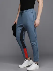 Allen Solly Tribe Men Solid Track Pants With Colourblocked Detail Mid-Rise Track Pants