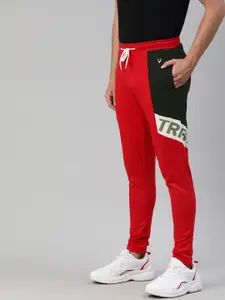 Allen Solly Tribe Men Red & Black Colorblocked Track Pants