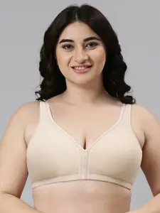 Enamor Beige Non-Wired Non Padded High Coverage Everyday Tshirt Bra F024