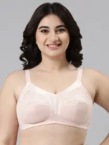 Enamor Pink Non-Wired Non Padded Full Coverage Full Support Everyday Bra with Lace A014
