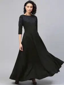Ahalyaa Women Black Solid Maxi Gown Dress