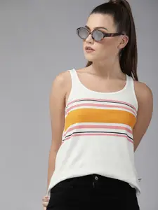 Roadster White  Yellow Striped Tank Top