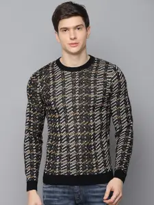Antony Morato Men Black & Yellow Printed Pullover Sweater