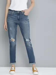 Levis Women Blue Skinny Fit Slash Knee Light Fade Sustainable Jeans