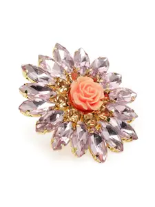 Zaveri Pearls Gold-Plated Floral Adjustable Finger Ring