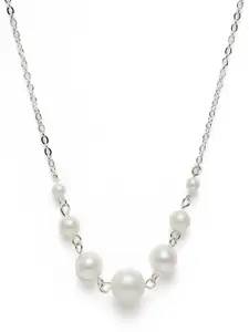 Zaveri Pearls White Silver-Plated Beaded Necklace