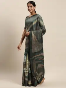 Rajnandini Charcoal Grey Printed Silk Blend Saree