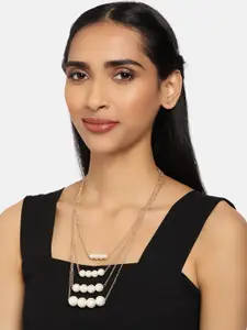 Zaveri Pearls White Gold-Plated Pearls Layered Necklace