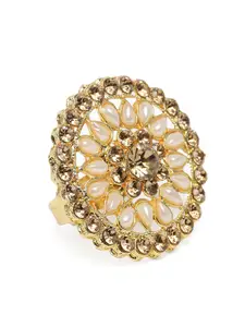 Kord Store Gold Plated LCT Stone Studded Adjustable Finger Ring