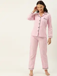 Clt.s Women Pink & White Striped Night suit