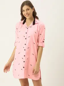 Clt.s Women Pink Printed Nightdress