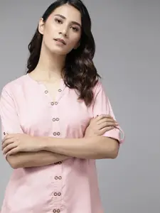 The Roadster Lifestyle Co Women Pink Solid EcoVero Regular Top