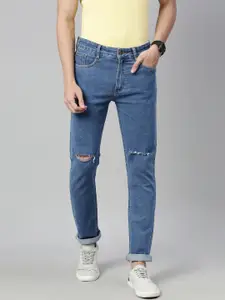 Urbano Fashion Men Blue Slim Fit Mid-Rise Slash Knee Stretchable Jeans