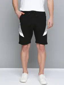 Mast & Harbour Men Black & Grey Melange Colourblocked Detail Pure Cotton Shorts