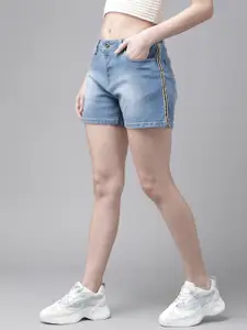 The Roadster Lifestyle Co Women Blue Denim Shorts