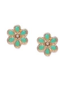 Kord Store Gold-Plated & Green Floral Studs
