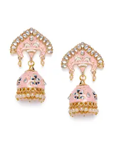 Kord Store Pink & Gold-Plated Dome Shaped Jhumkas