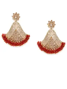 Kord Store Gold-Plated & Red Crescent Shaped Chandbalis