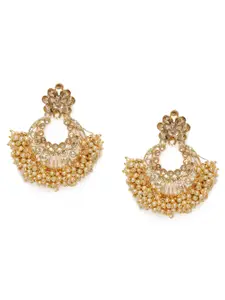 Kord Store Gold Plated Kundan & Pearls Classic Drop Earrings