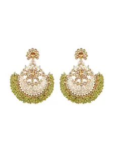 Kord Store Green Gold-Plated LCT Stone Studded Chandbalis
