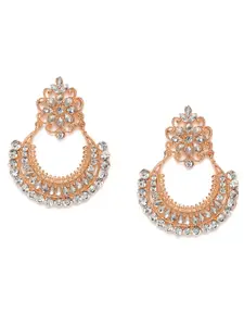 Kord Store Rose Gold-Plated Studded Crescent Shaped Chandbalis