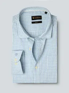 INVICTUS Men Easy Care Sea Green & Blue  Checked Sustainable Formal Shirt