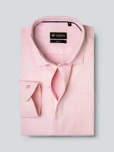 INVICTUS Men Easy Care Pink & White  Self Design Sustainable Formal Shirt