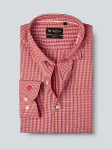 INVICTUS Men Easy Care Red & White Checked Formal Shirt