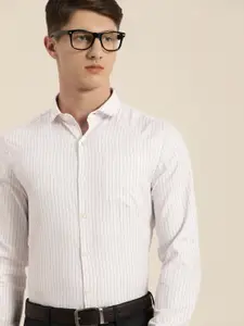 INVICTUS Men Easy Care White  Striped Sustainable Formal Shirt