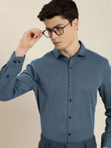 INVICTUS Men Pure Cotton Slim Fit Micro Checks Formal Shirt