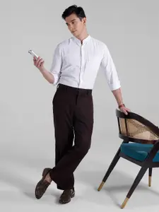 INVICTUS Men Easy Care White & Brown  Printed Sustainable Formal Shirt