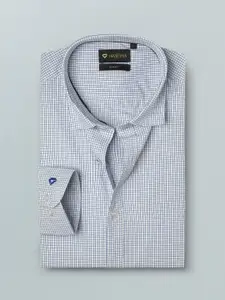INVICTUS Men Easy Care White Grid Tattersall Checked Sustainable Formal Shirt