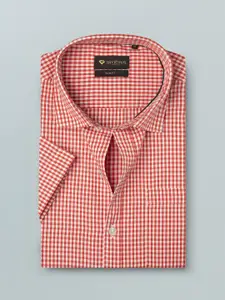 INVICTUS Men Red & White Easy Care Checked Sustainable Formal Shirt