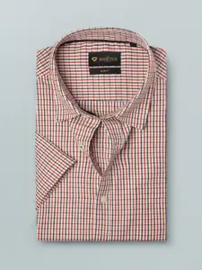 INVICTUS Men Easy Care White & Red  Checked Formal Shirt