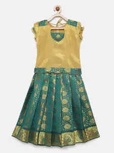 Baby Lakshmi Yellow & Green Ready to Wear Pattu Pavadai